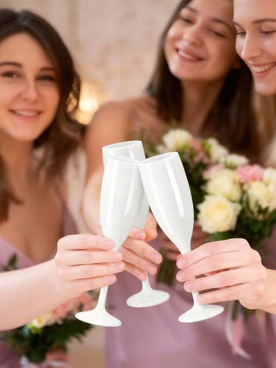 4/6 chiếc ly champagne nhựa không vỡ, ly uống nước nhựa tái sử dụng, phù hợp cho tiệc tùng, đám cưới, ngày lễ, lựa chọn lý tưởng cho các dịp kỷ niệm - Xem 1