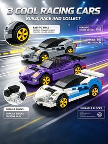 Multi-Style Cool Mini Sports Car Micro Particle Building Blocks, ABS Material, Easy Assembly, Smooth Rotating Wheels, Detailed Sports Car Appearance. Suitable For After-School Home Play, For Children Who Love Racing Cars To Build And Play With, Perfect Gift For Halloween, Christmas, Thanksgiving And Back To School. - Multicolor - View 6