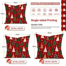 4pcs/1pc Christmas Tree Pattern Pillow Case Without Insert, Single-Sided Printed Pillow Case, Suitable For Living Room, Bedroom, Home Decor, All-Season Pillow Case - Multicolor - View 3