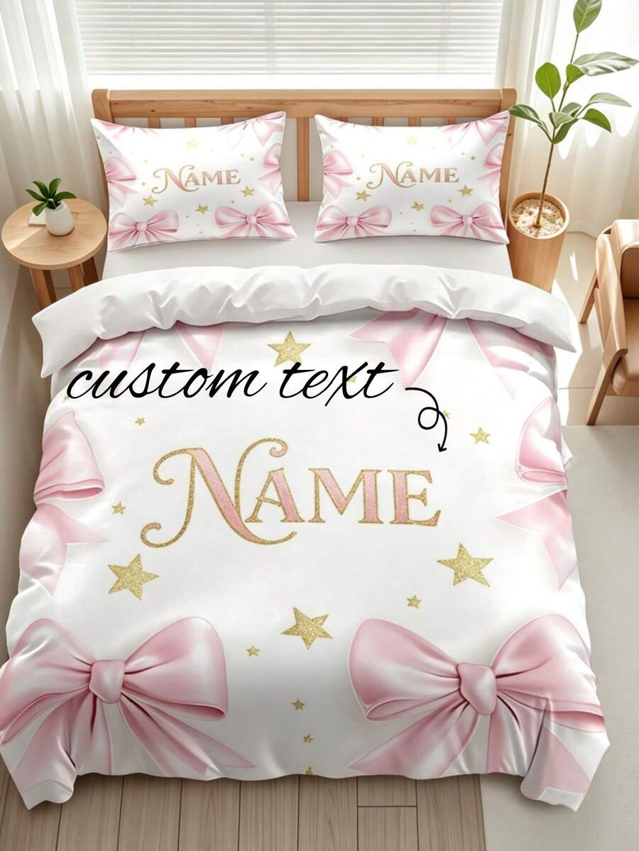 Customizable Name Duvet Cover, Cute & Playful Style, Suitable For Boys & Girls Bedroom, Gift, All Season Exclusive Customized Duvet Cover - Multi-color 3 - View 1
