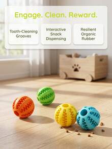 1 buah Bola Dispenser Camilan Anjing Karet Tahan Lama, Mainan Kunyah Pembersih Gigi, Bola Dispenser Makanan Interaktif, Perawatan Gigi, Mainan Cerdas Tahan Gigitan, Cocok Untuk Anjing Kecil, Sedang, dan Besar - MultiWarna - View 6
