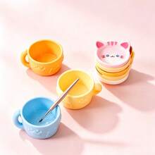 1pc 2-In-1 Cat Shaped Nail Art Palette & Brush Cleaning Cup, Mini Cartoon Pen Holder Nail Brush Cleaning Box, Multi-Function Nail Rhinestone Pearl Storage Box - Multicolor - View 6