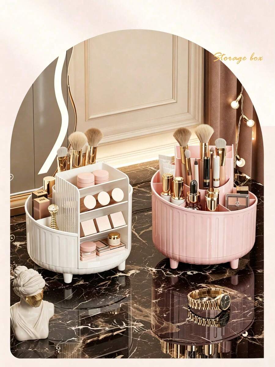Tempat Kuas Makeup Putar, Tempat Pena, Ember Penyimpanan, Organizer Kosmetik Meja, Kotak Penyimpanan Alat Tulis Kantor - MultiWarna - View 1