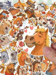 50Pcs Hilarious Horse Meme Stickers, Whimsical Horse Waterproof Decals, DIY Decor Supplies For Phone, Kindle, Notebook - Multicolor - View 2