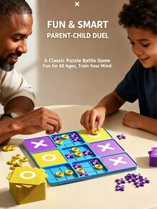 Upgraded Tic Tac Toe Game Set, Children Interactive XO Strategy Educational Toy, Parent-Child Interaction Educational Toy, Perfect For Family Night, Party, Indoor Games, Ideal Birthday Christmas Holiday Gift For Boys And Girls, Portable Competitive Tabletop Toy Set, Board Game, For Holiday Entertainment And Gifting - Multicolor - View 4