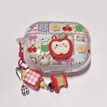 New Plaid 3D Red Apple Cute Cartoon Fruit Earphone Case Anti-Drop Soft Shell Earphone Protective Cover + Keychain Apple Pendant Compatible With Huawei FreeBuds SE2/SE3/SE4/6i/7i/FreeClip2/FreeClip 2 Collector's Edition Wireless Bluetooth Earphone Case - Apple - View 9