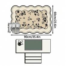 1pc Beige Base Black Line Scattered Floral Vine Pattern Vintage French Country Style Area Rug, Exquisite Elegant Design Faux Cashmere Asymmetrical Wavy Edge Rectangular Multi-Layer Black Outline & Scattered Black Flower Details Machine Washable Suitable For Living Room Bedroom Balcony All Season Home Decor - Multicolor - View 11