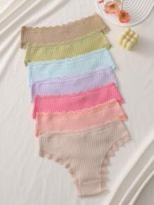 7pcs/Set Comfortable Striped Cotton Bikini Panties, Sexy Lingerie - Multicolor - View 7