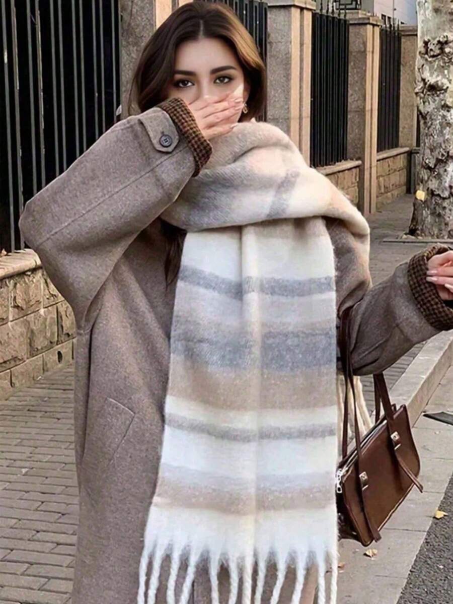 1pc Small Plaid Scarf, Soft And Warm, Suitable For Women To Match With Skirts In Autumn And Winter - Multicolor - View 1