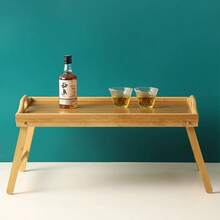 Multifunctional Foldable Bamboo Wood Table With Legs, Compact Dining Table, Small Window Table, Portable Table For Outdoor Use - Ginger - View 13