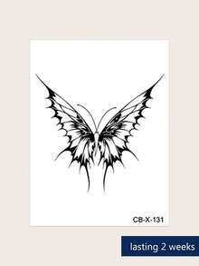 Herbal Juice Semi-Permanent Tattoo Sticker INS Style Aesthetic Butterfly Pattern 14 Days Non-Fading Music Festival Party Gift Arm Shoulder Back Waist Abdomen Body Temporary Tattoo Sticker 1pc - Blue - View 5