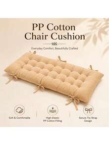Extended Patio Chaise Lounge Cushion, Filled With PP, Skin-Friendly Fabric, Patio Chair Cushion, Dining Chair Cushion, Thickened Version 112*45cm, With Strap Design For Secure Fastening, Available In Multiple Colors - 1PC - View 3