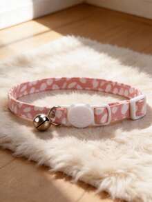 1pc 2pcs 3pcs Pink Vintage Leopard Print Cat Necklace With Bell Adjustable Neck Collar Pet Choker - Pink - View 1