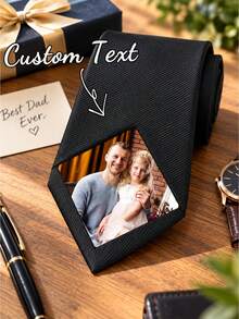 Personalized Photo Tie Patch (Pattern Only) - Fashionable Black Tie, Customizable Image,Custom Photo Patch For Ties,Ideal Business Gift For Wedding Anniversary And For Men, Husbands Or Fathers. - Multicolor - View 2