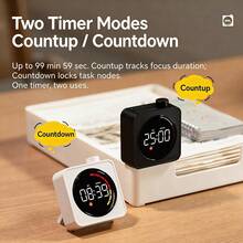 SULVGO Visual Timer Pomodoro Clock, 4-Color Ring Countdown Timer, Suitable For Children's Learning, Silent Ticking Focus Timer, With Magnetic Stand, Rechargeable Digital Timer, Applicable For Classroom, Office, Kitchen - minimalist style - View 2