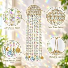 Colorful Beaded Suncatcher, Rainbow Maker Hanging Window Ornament With Moon Sun Charms For Home Decor - Small Lamp Shade Pendant - View 4