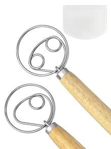 2/3Pcs 13" Stainless Steel Danish Dough Whisk And Dough Scraper Set, Dutch‑Style Bread Mixing Tools, Home Kitchen Gadgets For Pizza Pastry Sourdough Bread Making - View 1
