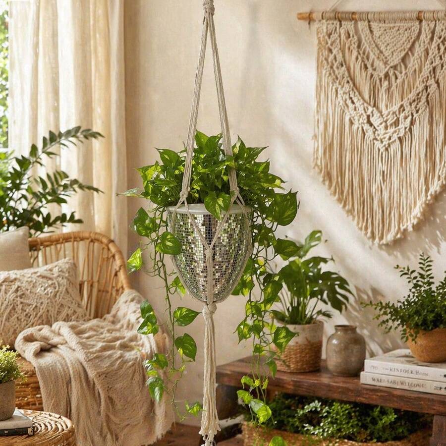 DHboying 1/2/3 Pcs Oval Disco Mirror Glass Vase With Round Flat‑Base, Comes With Hanging Hooks & Ropes, Multi‑Purpose Tabletop & Hanging Planter For Dried & Artificial Flowers, Hydroponic Plants, Home Decor For Bedroom Kitchen Office - Mirror Glass Decorative Pendant Light - View 1