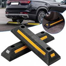 2PCS Heavy-Duty Rubber Parking Block, 52CM, With Reflective Stripes, Heavy-Duty, Including Screws And Anchors, Very Suitable For Cars, Trucks, RVs, Trailers, And Garages, The Best Roadside Parking Block - 4 Pieces - View 2