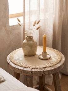 1/2/4/6/12pcs Cream White Woven Placemats, Japanese Rustic Style, Woven Material, Round Shape With Long Tassel Edge Detail, Heat Resistant & Non-Slip, Tabletop Protection & Decorative Function, Tea Mat Suitable For Japanese Tea Ceremony Arrangement And Quiet Home Decor Scenes - Beige - View 7