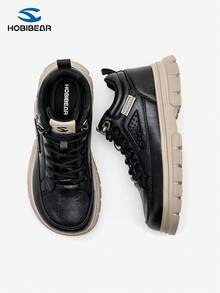 HOBIBEAR New Men's High-Top Athletic Shoes Fashion Thick Sole Lace-Up Ankle Boots - Black - View 4