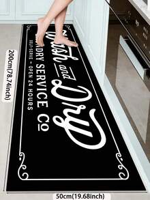 1pc Classic Black-And-White Color Blocking Kitchen Mat, 0.6mm Plush Velvet, Soft And Machine Washable, Suitable For Kitchens, Corridors, Bathrooms, Living Rooms, Outdoor Entrances, And Toilets, Usable Year-Round And Appropriate For Various Occasions. - Multicolor - View 12
