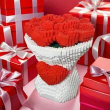 1 Set Rose Bouquet Building Blocks Toy, Small Particle Assembly Blocks, 3D Toy, Valentine's Day Gift For Friends And Family - Multicolor - View 4