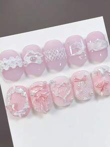 قالب سيليكون DIY لفن الأظافر بزخرفة 3D من الدانتيل على شكل فراشة وصليب بإطار عتيق، 1 قطعة - شفاف - مشاهدة 8