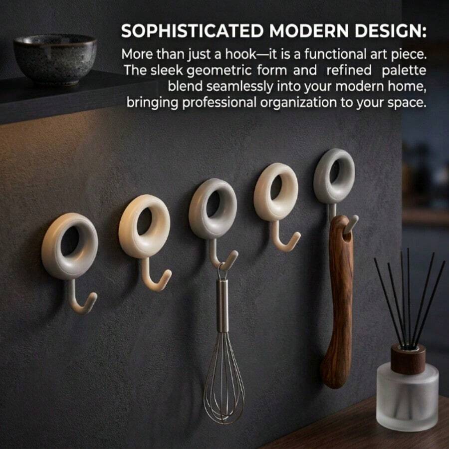 Heavy-Duty Adhesive Wall Hooks, Wall-Mounted Hanging Hooks, No-Drill No-Trace Strong Sticky Hooks For Wall, Door, Bathroom, Kitchen, Closet, Entryway, Bedroom, Towel, Coat, Hat, Bag, Holiday Decoration, Christmas Stocking, Winter Season - View 1