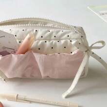 White Snowflake Pattern Pencil Case, Large Capacity Student Pencil Box, Cosmetic Storage Bag, Stationery, Simple And Unique - Multicolor - View 5