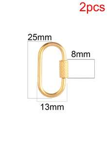 2pcs Stainless Steel Oval Screw Lock Hook Spiral Clasp Findings Geometric Carabiner Clasps For DIY Jewelry Necklace Bracelet Making Accessories - DIY Buttons - View 12