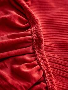 1PC Christmas Holiday Burgundy Vertical Striped Jacquard Fleece Sofa Cover, 3D Straight Texture Pleated Hem Full Coverage Sofa Protector, Soft & High Elasticity, Machine Washable, Dry Cleanable, Hand Washable, Living Room Holiday Sofa Cover, Suitable For 1/2/3/4 Seater Sofa, Spring/Summer/Autumn/Winter All Seasons - Red - View 9