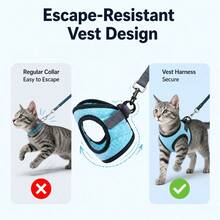 Soft Padded Cat Harness And Leash Set, Comfortable Vest-Style Cat Walking Harness, Suitable For Indoor Cats, Escape-Proof Safety Design, Random Color - Multicolor - View 4