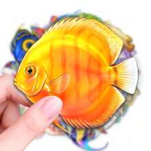 50pcs Colorful Tropical Ornamental Fish Doodle PET Stickers, Diverse Designs, Enhance Thinking And Creative Action Abilities, Art Supplies, Children Sticker Toys - Multicolor - View 6