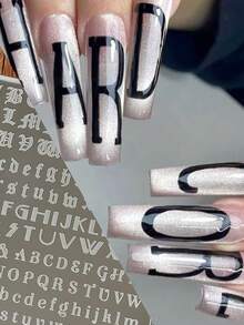 1pc Gothic Alphabet Nail Stamping Plate 3D Mixed Retro Old English Letter A To Z Nail Printing Template For DIY Y2K Personalized Manicure Decoration Reusable Stainless Steel Nail Stencil For Nail Salon/Home Use - Multicolor - View 5