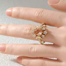 Lightweight And Luxurious Starry Crescent Women's Ring, Set With Synthetic Zirconia, Suitable For Daily Commuting And Travel, Emitting A Soft Touch - Two-color - View 7
