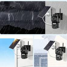 szsinocam 1pc 2K Dual Lens Solar Powered PTZ Camera, 2.4G & 5GHz Dual Band WiFi Outdoor Security Camera, Built-In 6000mAh Battery, Dual View Preview, Full Color Night Vision, AI Human Tracking, Two-Way Audio, Suitable For Home Yard Monitoring - Black - View 5