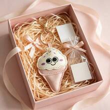 JRESSIAL Cartoon Cute Ice Cream Pendant Keychain PU Leather Bag Charm Couple Small Gift - Multicolor - View 1
