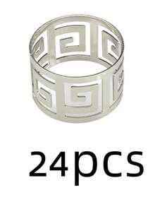 24pcs 12pcs 6pcs Elegant Napkin Rings, Gold And Silver Minimalist Metal Napkin Holders For Party - Silver - View 10