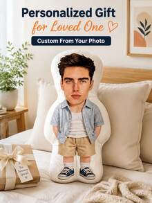 Custom Human-Shaped Photo Pillow, Fully Filled Polyester Memory Commemorative Cushion, No Pillow Insert Needed, Personalized Portrait Customized Gift - Multicolor - View 2