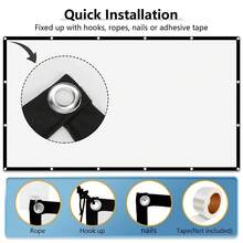 GAINVANE Projection Screen 60/72/84/100/120/150 Inch, 16:9 Ratio, Foldable Portable, Anti-Crease, Indoor And Outdoor Use, Double-Sided Projection Screen, Suitable For Home, Party, Office, Classroom And Other Places, Back To School Essential - View 2
