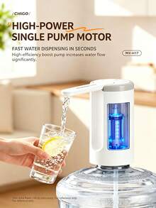 CHIGO MX‑H17 Electric Water Bottle Pump, 3-Speed Automatic Shut-Off, Foldable Dust-Proof Spout, Automatic Water Dispenser For Home, Dorm, And Office - White Gray - View 7