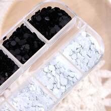 Mixed 3D Black & White Mini Polka Dot Nail Art Decor, Small Round Glitter Sequins, Shiny Handmade Nail Decoration - Multicolor - View 3