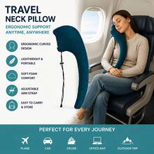 1pc Foldable Travel Pillow, Lightweight Portable Neck Support Cushion With Armrest, Suitable For Car, Airplane, Cruise, Inclined Sleep System Supporting Head, Body And Arms, Essential For Autumn Travel, Airplane Travel Necessity - Multicolor - View 3