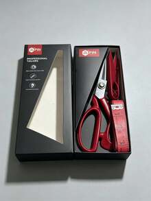PIN 1 Set 8-Inch High-Quality Tailor Scissors Gift Box Set, High Hardness Tailor Scissors + Fabric Scissors + Measuring Tape, Suitable For Leather Sewing, Tailoring, Etc., Industrial-Grade High Carbon Steel Material, Extremely Sharp, Suitable For Home, Office, Artists, Fashion Designers, DIY Enthusiasts. (Measuring Tape Color Random 1PC) - Grooved Style - View 5