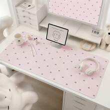 Luxury Girl Leather Desktop Mat Korean Ins Minimalism Cute Pink Wave Point Mouse Pad Female Stain Resistant And Waterproof Leather Pad Anti-Slip PU Gaming Keyboard Mat For Girls Study Work - View 4