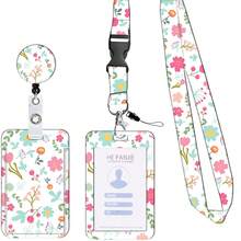 Colorful Pattern Badge Holder Retractable Reel Clip, Sunflower Flower Marble Constellation ID Card Holder For Work Name Badge - Rectangle - View 9