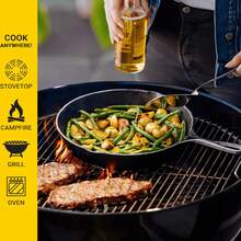 GRNupld 5-Piece Cast Iron Flat Bottom Skillet Set With Teardrop Handle – Suitable For Oven, Stove, Grill And Campfire, Versatile For Frying, Stewing, Roasting, Ideal For Indoor And Outdoor Cooking, Multi-Functional Kitchen Tool - View 2