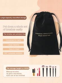 20/21/25‑Pcs All‑In‑One Makeup Tool Kit,20Pcs Soft Synthetic Makeup Brushes Set For Foundation,Blush,Eyeshadow,3‑Pcs Triangle Powder Puffs,1‑Pcs Brush Cleaning Mat,Drawstring Storage Pouch,Complete Cosmetic Applicator Kit For Daily Facial Makeup - Black - View 2