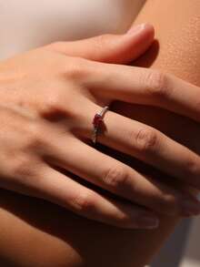MODIAN 0.5CT Heart Cut Moissanite Ring 925 Sterling Silver Romantic Red Heart Lab Diamond Finger Ring For Women Fine Jewelry - Silver - View 3